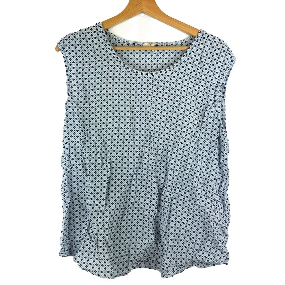 Joie Silk Sleeveless Blue Floral Print Blouse L